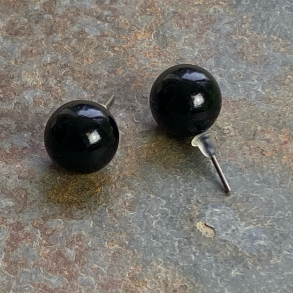 2 FOR $10 NWOT LARGE BIG BLACK ROUND BALL POST EARRINGS OFFICE DATE ALL SEASONS
